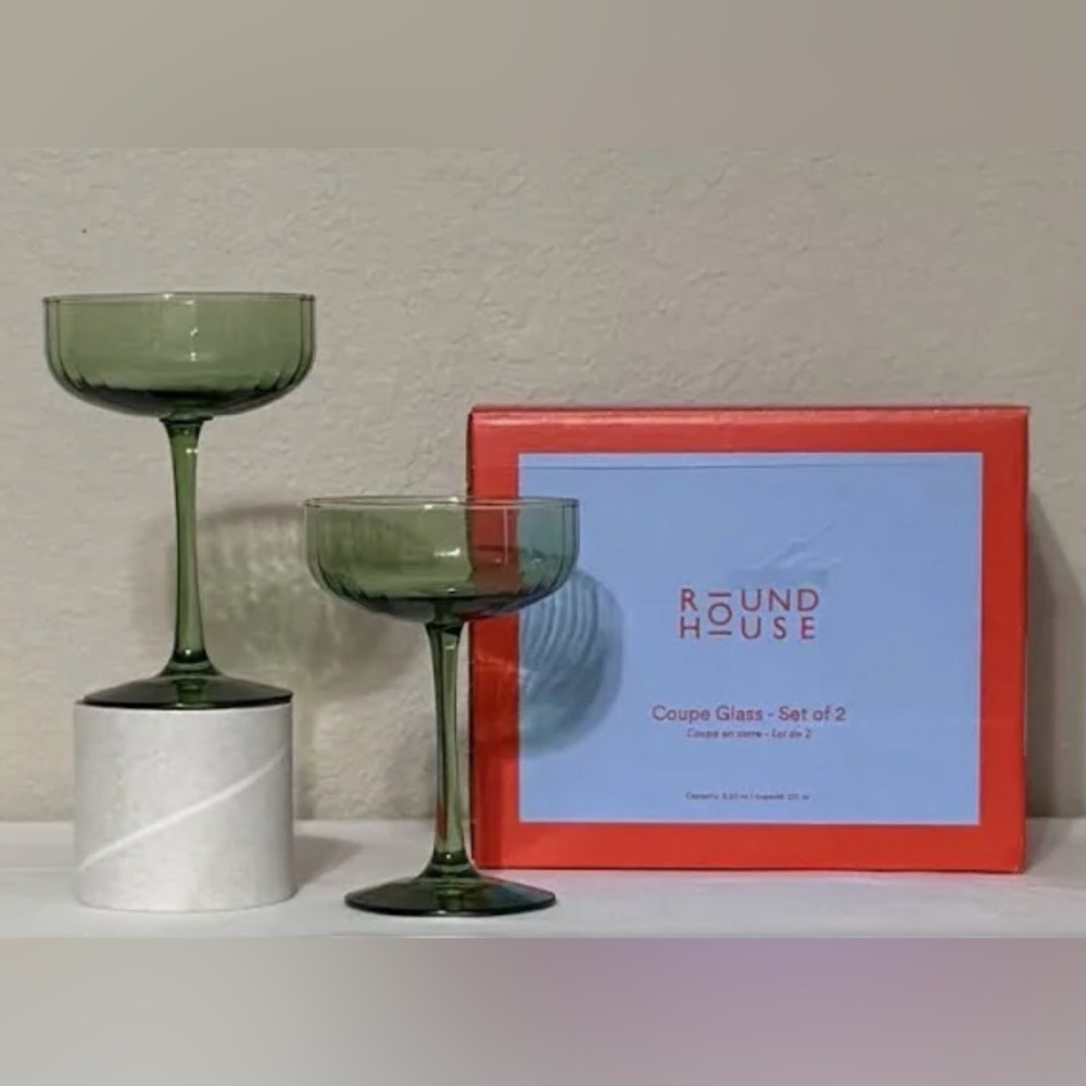 Round House Green Coupe Glass Set